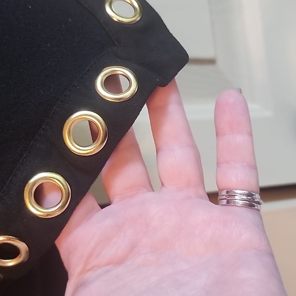 INC International Concepts - Black asymmetrical top with gold grommet detailing - Picture 2 of 4